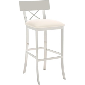 Safavieh American Homes Collection Zoey Black Stainless Steel Cross Back 39-inch Bar Stool(White)