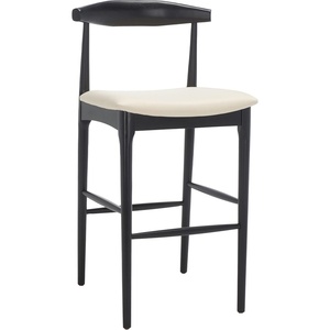 Safavieh Home Collection Lionel Retro Black/Cream Cushion 30-inch Bar Stool(Black/Creme)