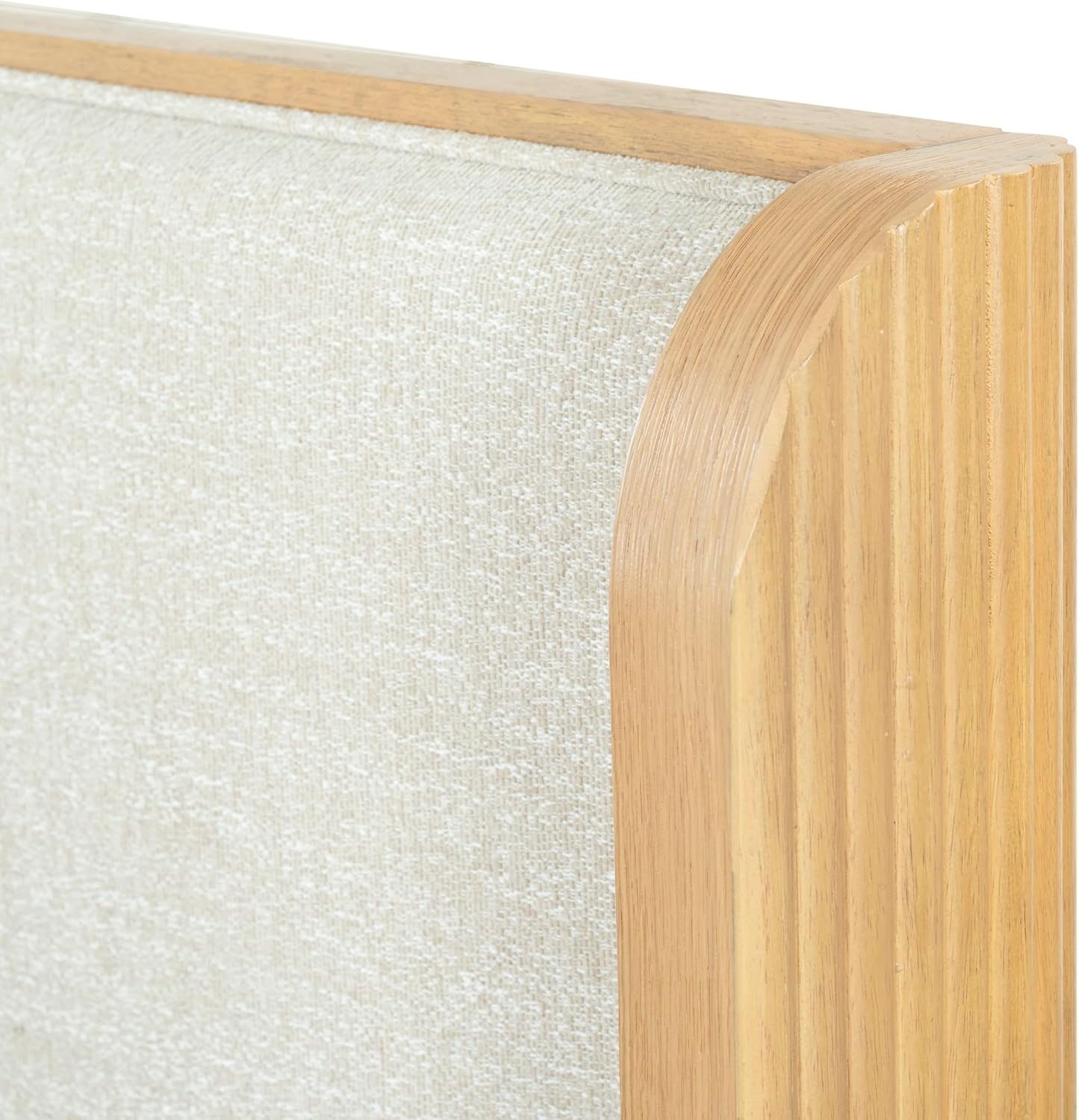 image:imageSAFAVIEH Couture Collection Barrymore Greige Oak amp Taupe Reeded Wood Upholstered Queen Bed Modern Platform Bed Frame with Textured Wood Detail SFV2227AQGreige OakTaupe
