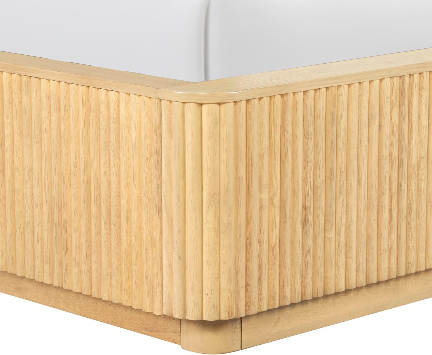 image:imageSAFAVIEH Couture Collection Barrymore Greige Oak amp Taupe Reeded Wood Upholstered Queen Bed Modern Platform Bed Frame with Textured Wood Detail SFV2227AQGreige OakTaupe