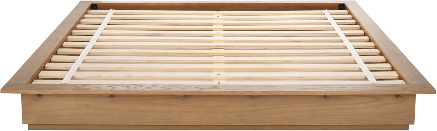 image:imageSAFAVIEH Couture Collection Celsia Natural Wood Queen Bed Frame Platform Design No Box Spring Needed BSC2002AQNatural