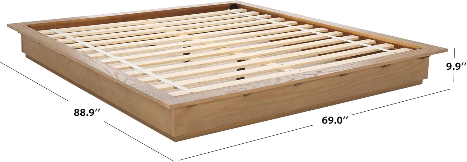 image:imageSAFAVIEH Couture Collection Celsia Natural Wood Queen Bed Frame Platform Design No Box Spring Needed BSC2002AQNatural