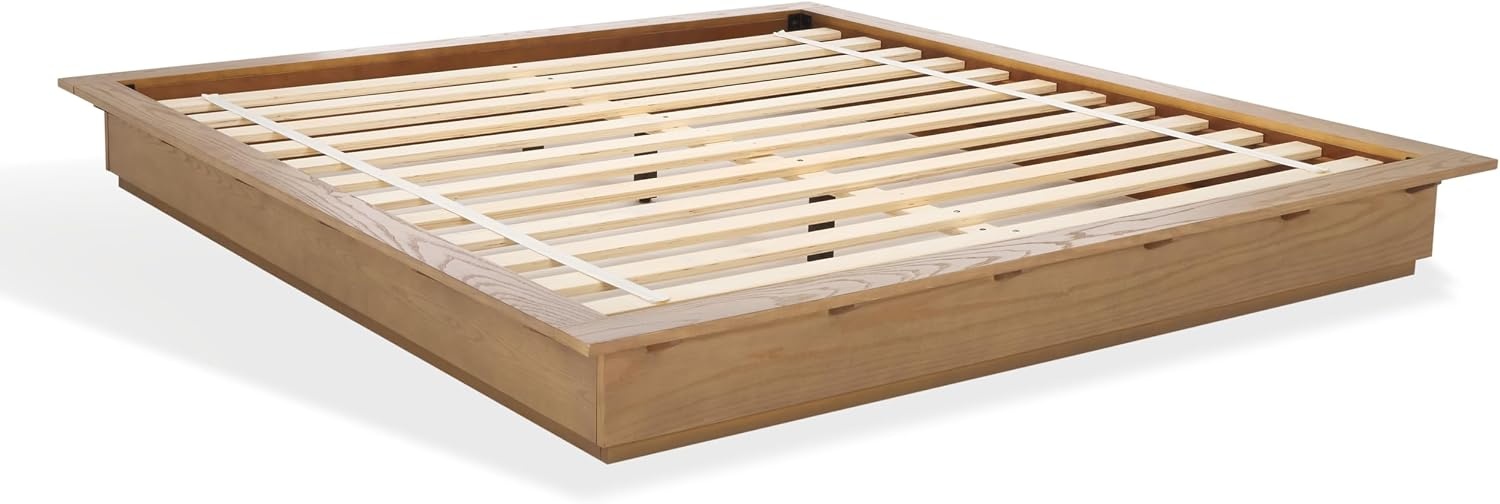 image:imageSAFAVIEH Couture Collection Celsia Natural Wood Queen Bed Frame Platform Design No Box Spring Needed BSC2002AQNatural