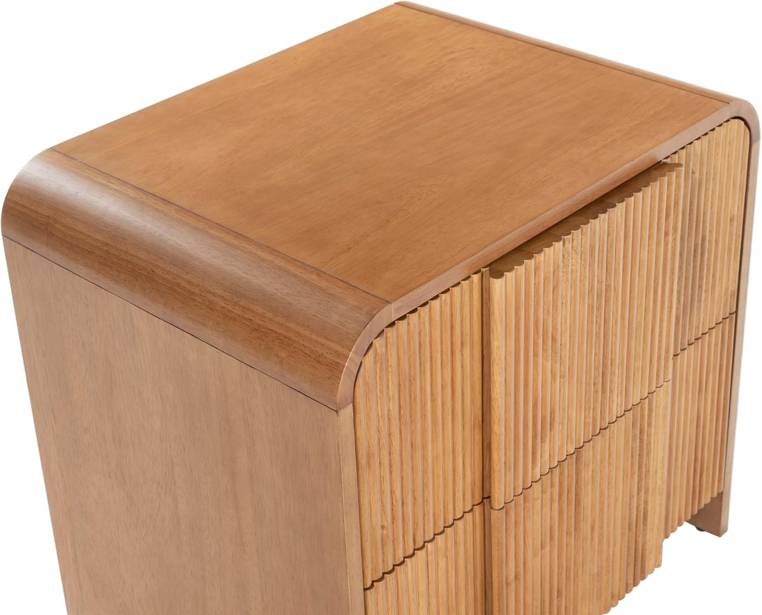 image:imageSAFAVIEH Couture Collection Vitale Natural Reeded Wood Nightstand 2 Drawers Modern Accent Bedroom Side Table Fully Assembled SFV4259ANatural