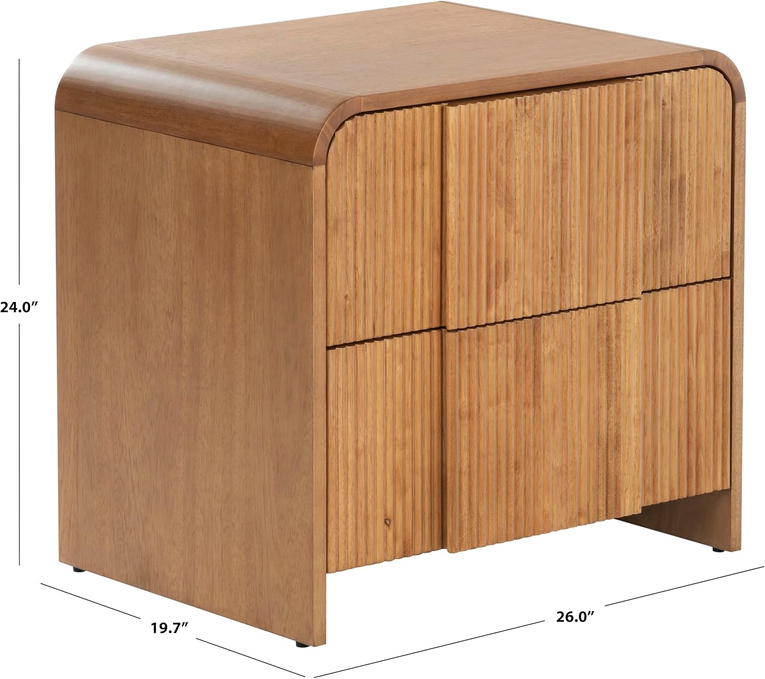 image:imageSAFAVIEH Couture Collection Vitale Natural Reeded Wood Nightstand 2 Drawers Modern Accent Bedroom Side Table Fully Assembled SFV4259ANatural