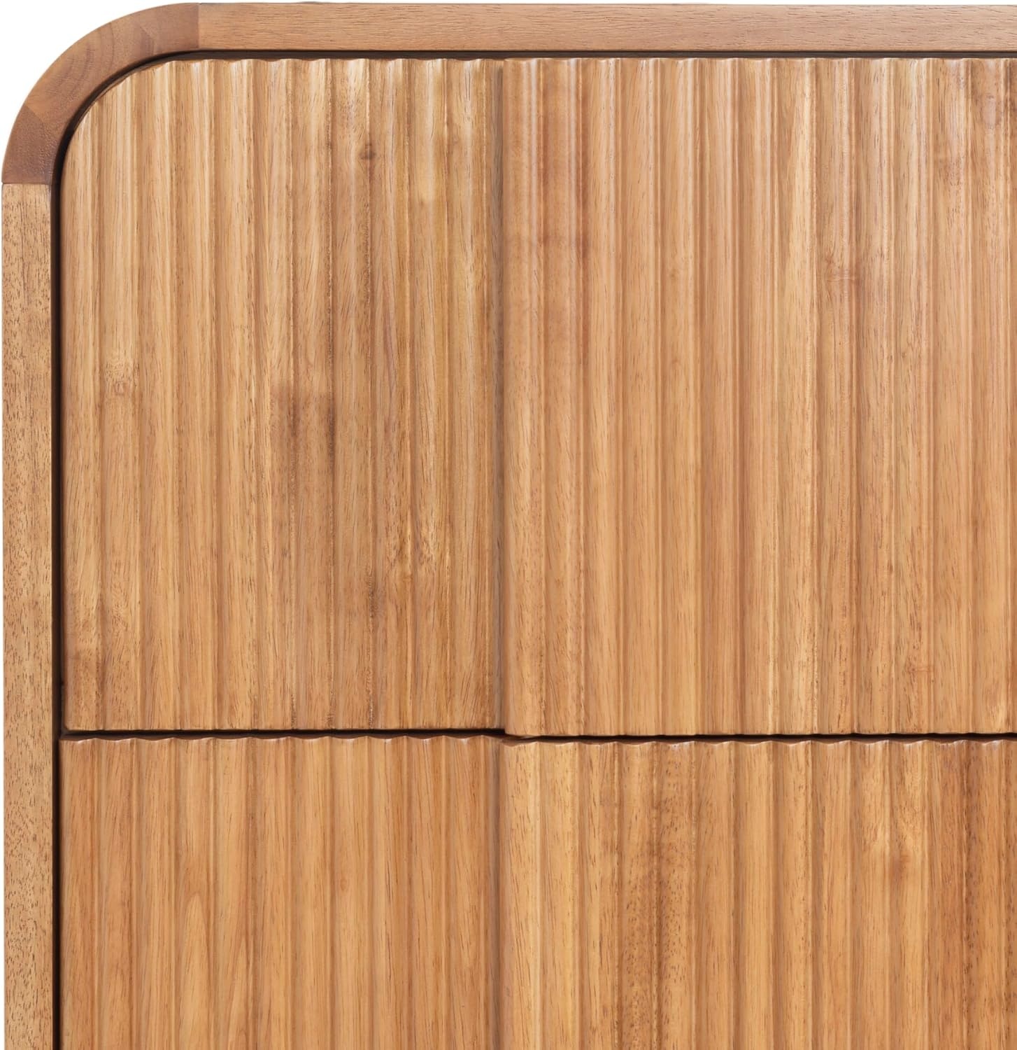 image:imageSAFAVIEH Couture Collection Vitale Natural Reeded Wood Nightstand 2 Drawers Modern Accent Bedroom Side Table Fully Assembled SFV4259ANatural