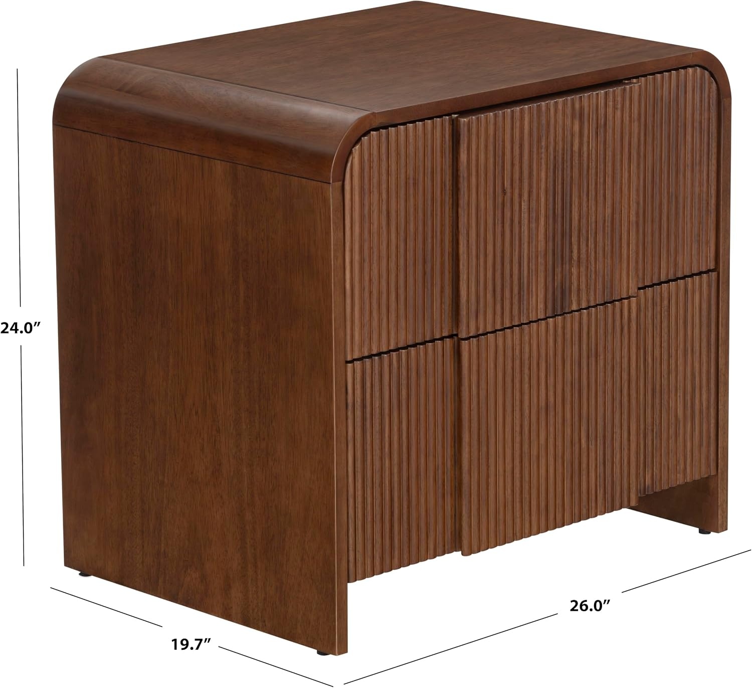 image:imageSAFAVIEH Couture Collection Vitale Natural Reeded Wood Nightstand 2 Drawers Modern Accent Bedroom Side Table Fully Assembled SFV4259AWalnut