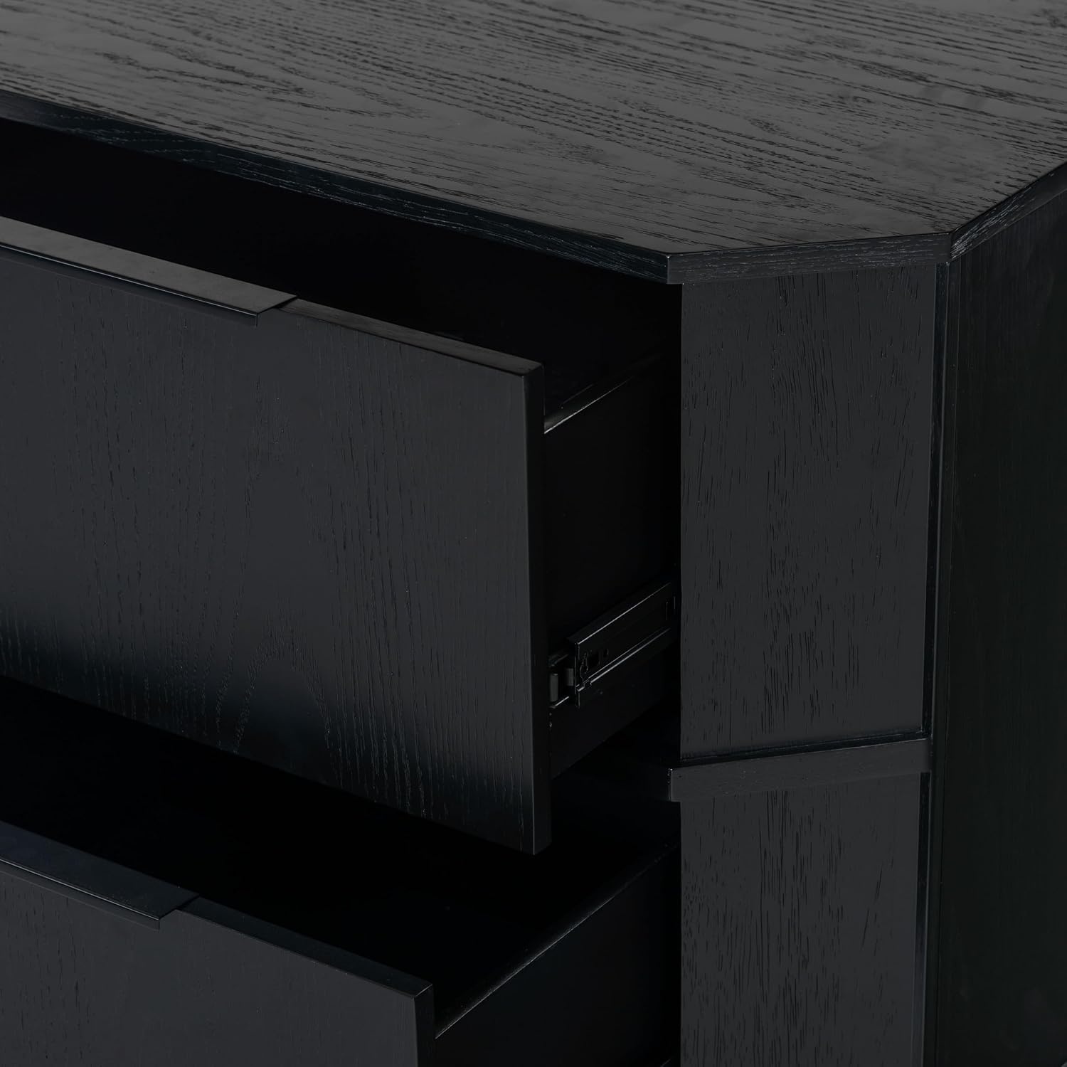 image:imageSAFAVIEH Couture Collection Aerilyn Black Curved Front 2Drawer Nightstand Fully AssembledBlack