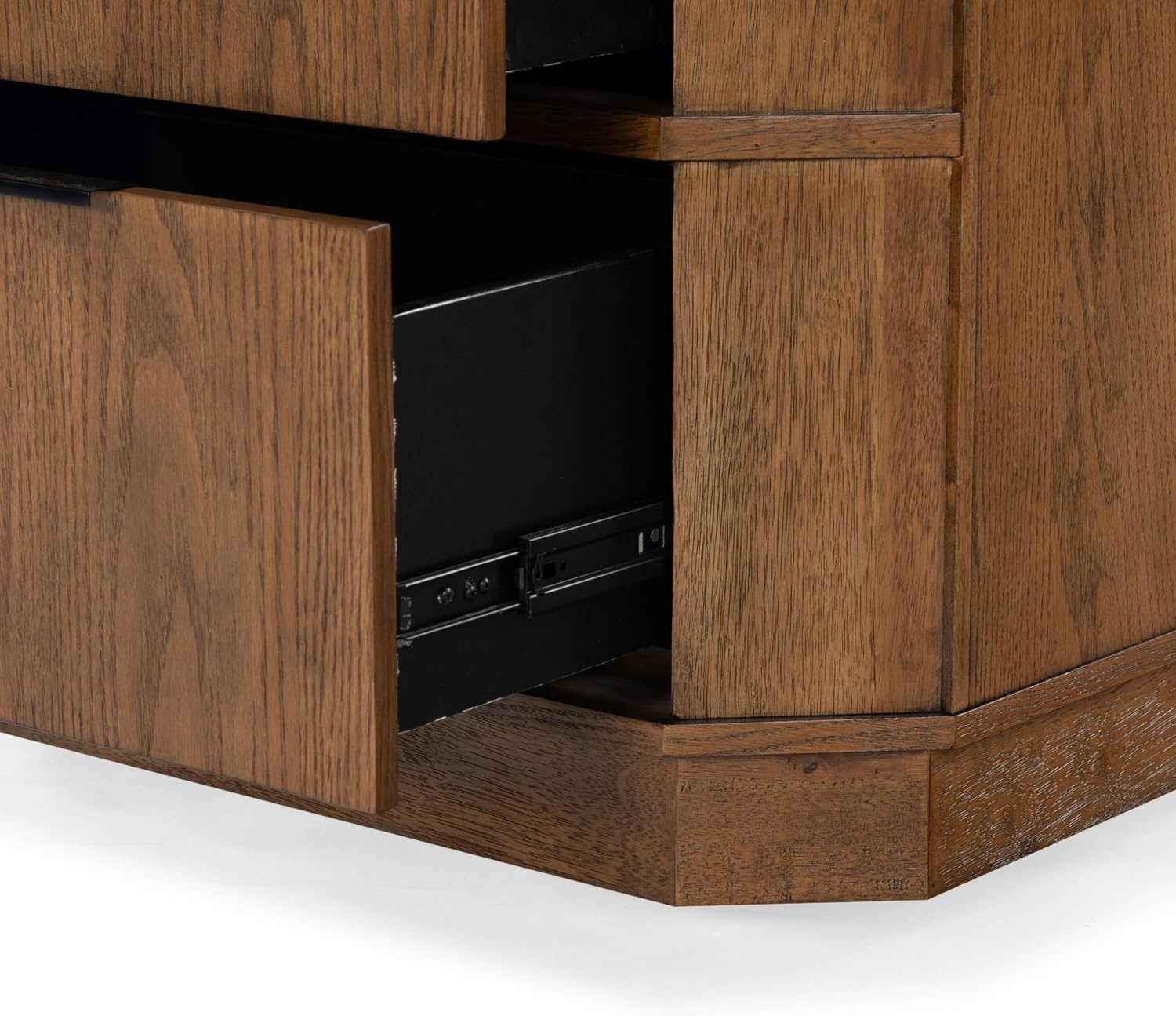 image:imageSAFAVIEH Couture Collection Aerilyn Black Curved Front 2Drawer Nightstand Fully AssembledMedium Oak