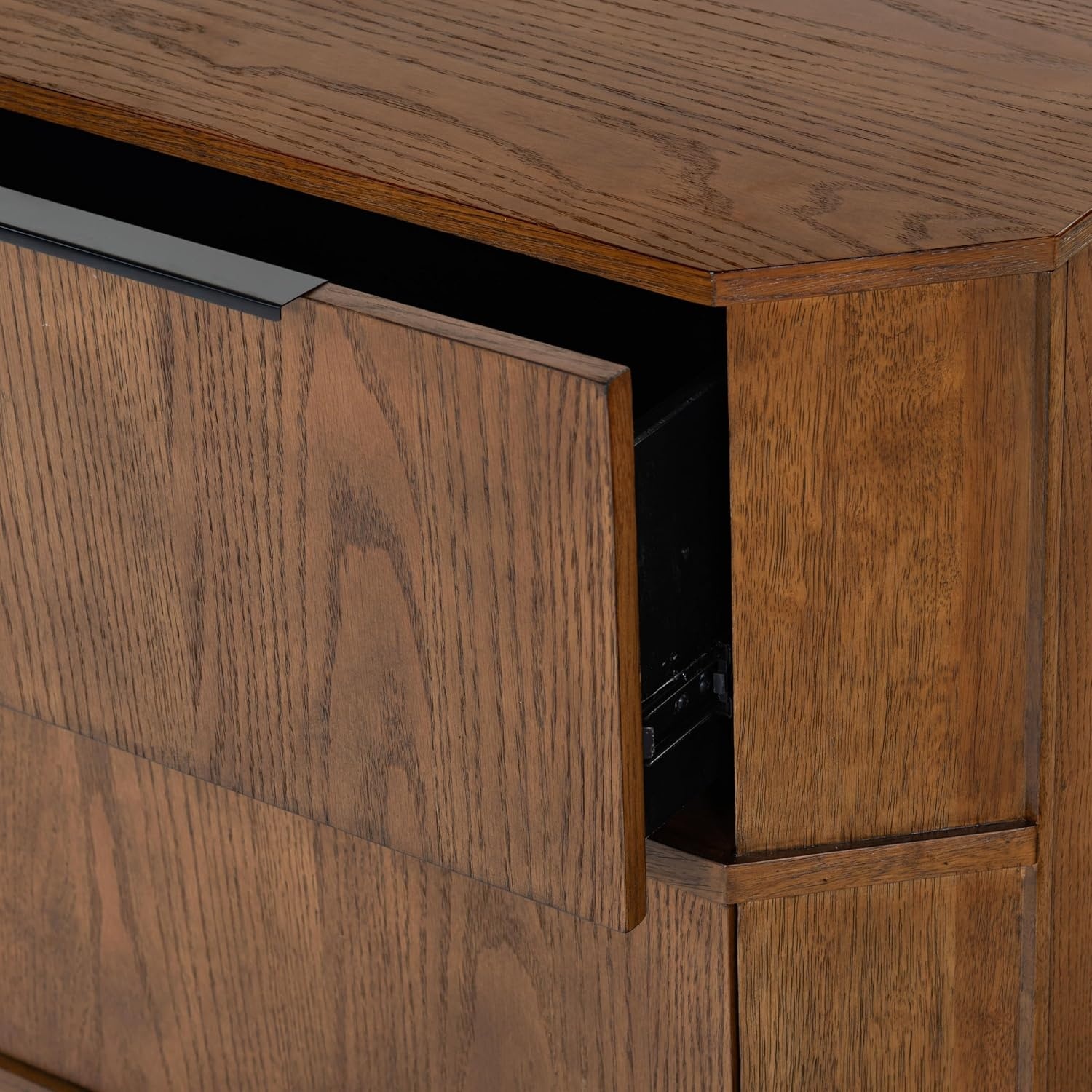 image:imageSAFAVIEH Couture Collection Aerilyn Black Curved Front 2Drawer Nightstand Fully AssembledMedium Oak