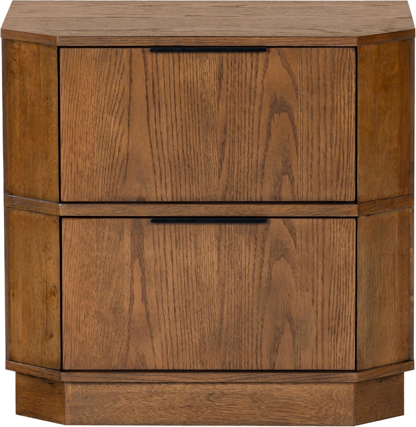 image:imageSAFAVIEH Couture Collection Aerilyn Black Curved Front 2Drawer Nightstand Fully AssembledMedium Oak