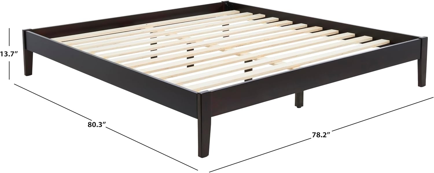 image:imageSAFAVIEH Couture Collection Alyson Espresso Solid Wood King Size Bed FrameEspresso