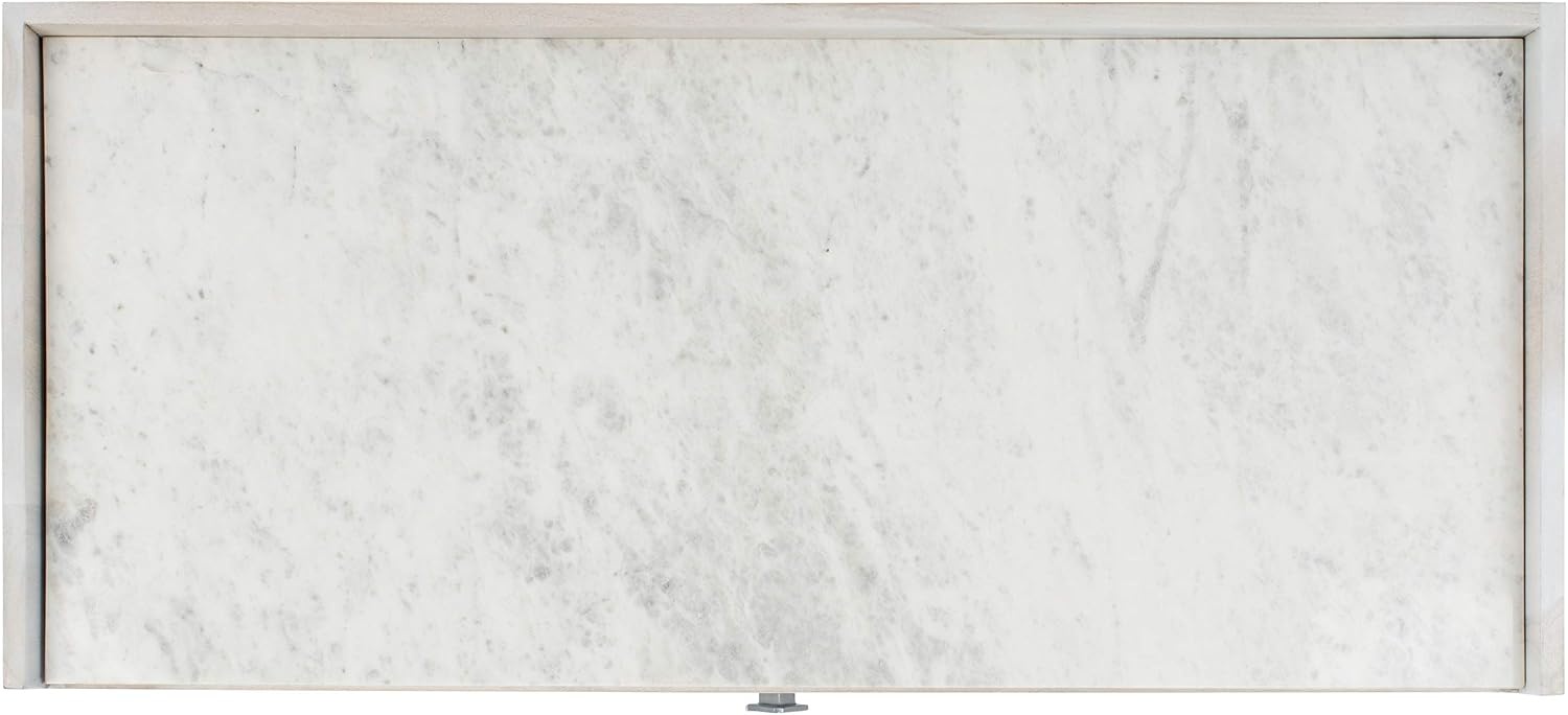 image:imageSAFAVIEH Couture Collection Cora Rose White Wash and White Marble 2Drawer NightstandWhite Washed
