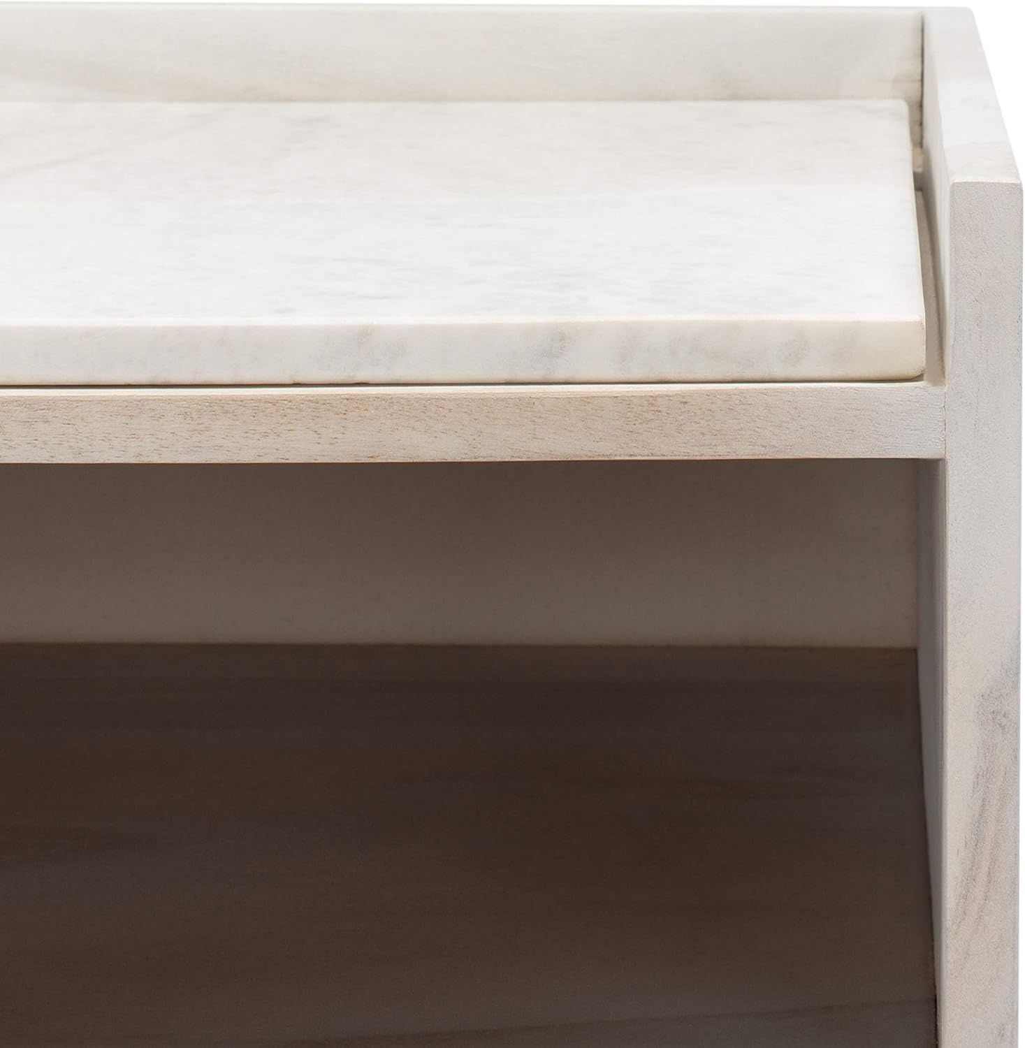 image:imageSAFAVIEH Couture Collection Cora Rose White Wash and White Marble 2Drawer NightstandWhite Washed