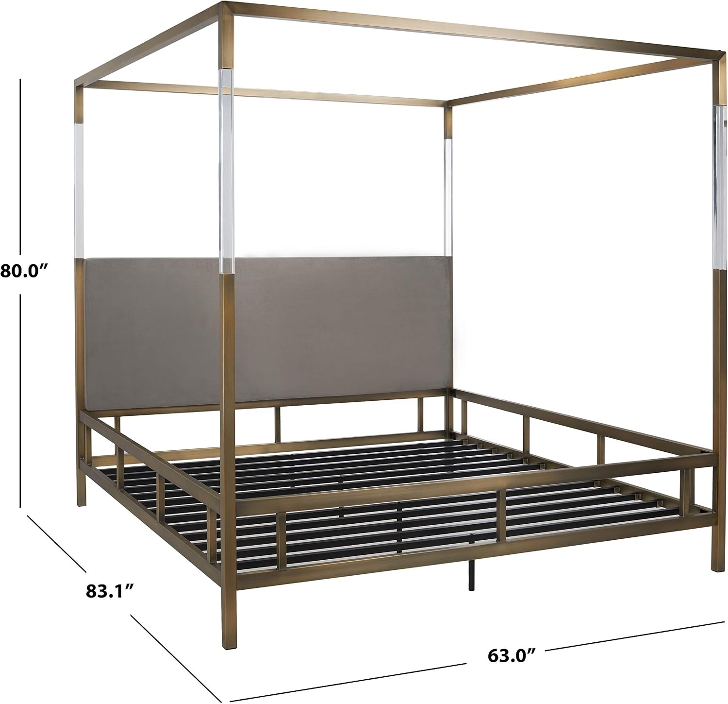 image:imageSAFAVIEH Couture Collection Dorothy GoldGrey Acrylic Canopy Queen Size BedGoldGrey