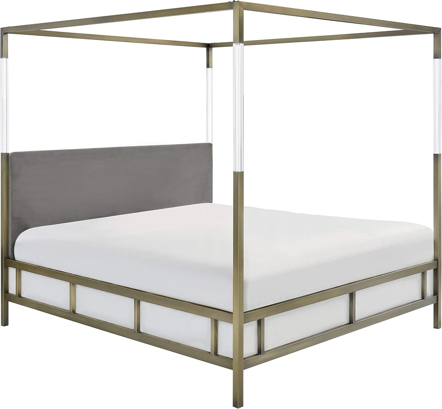 image:imageSAFAVIEH Couture Collection Dorothy GoldGrey Acrylic Canopy Queen Size BedGoldGrey