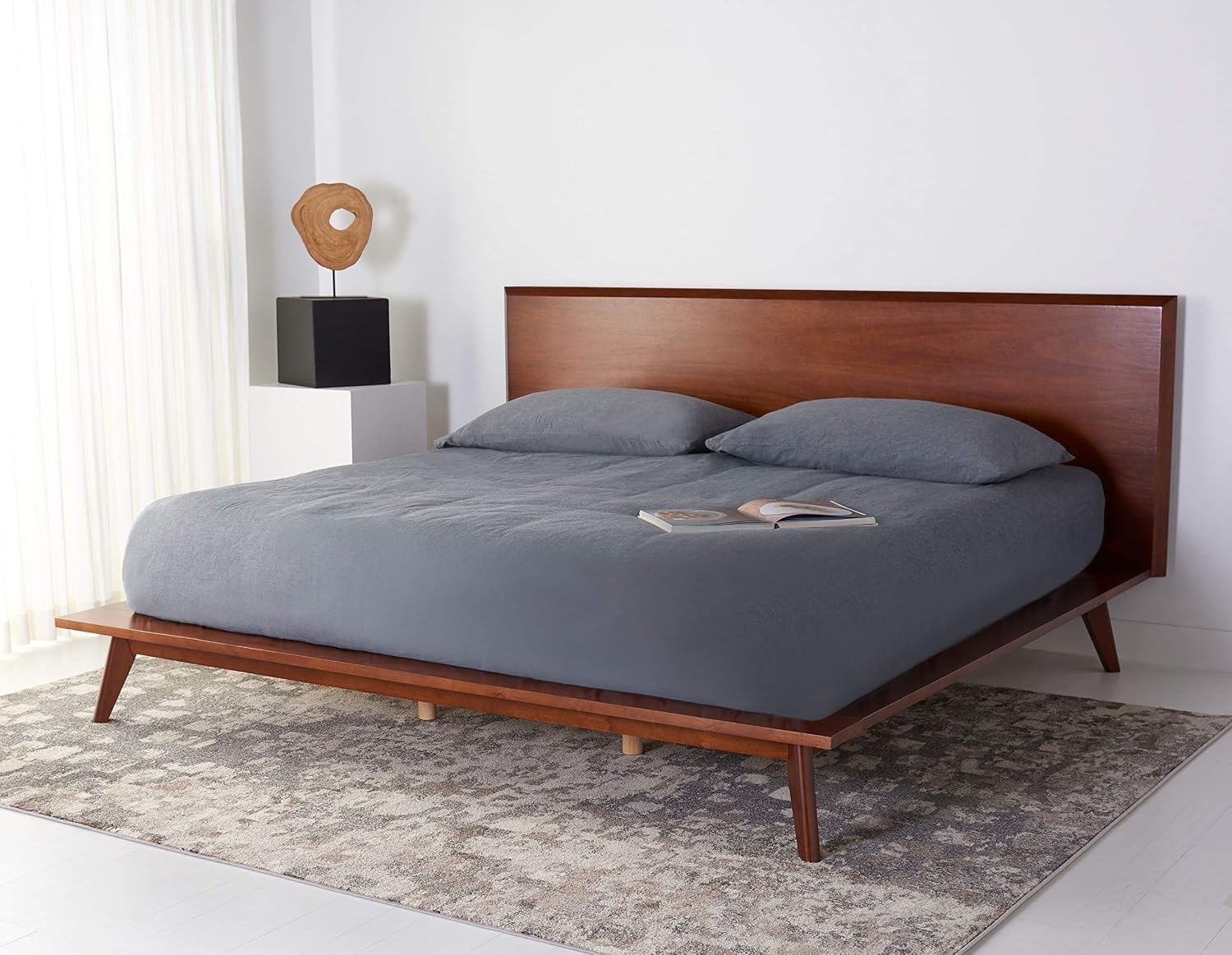 image:imageSAFAVIEH Couture Collection Moxie MidCentury Walnut Queen Size BedWalnut