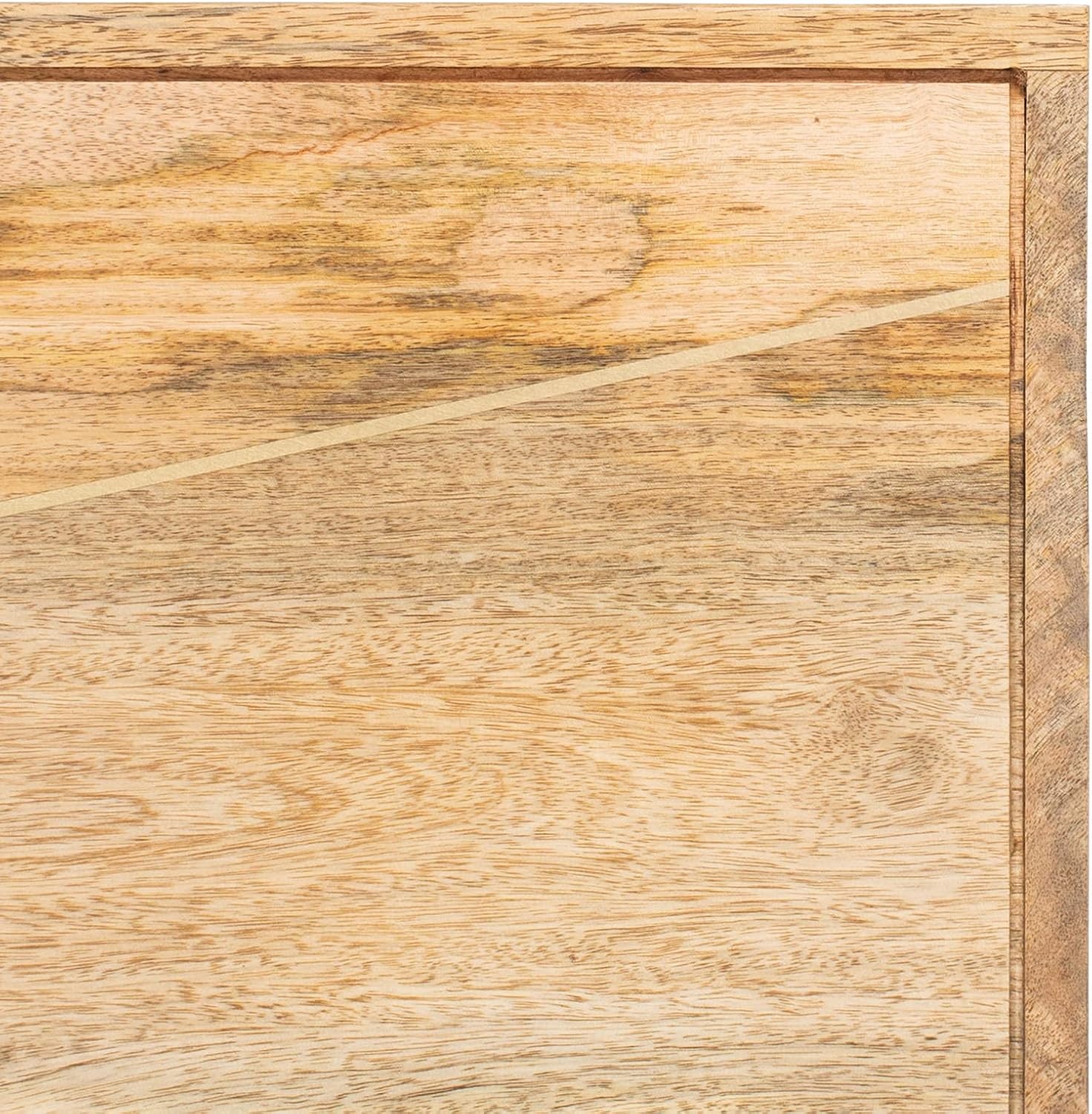 image:imageSAFAVIEH Couture Home Collection Marigold MidCentury Natural WoodBrass Hairpin Leg Queen BedNaturalBrass