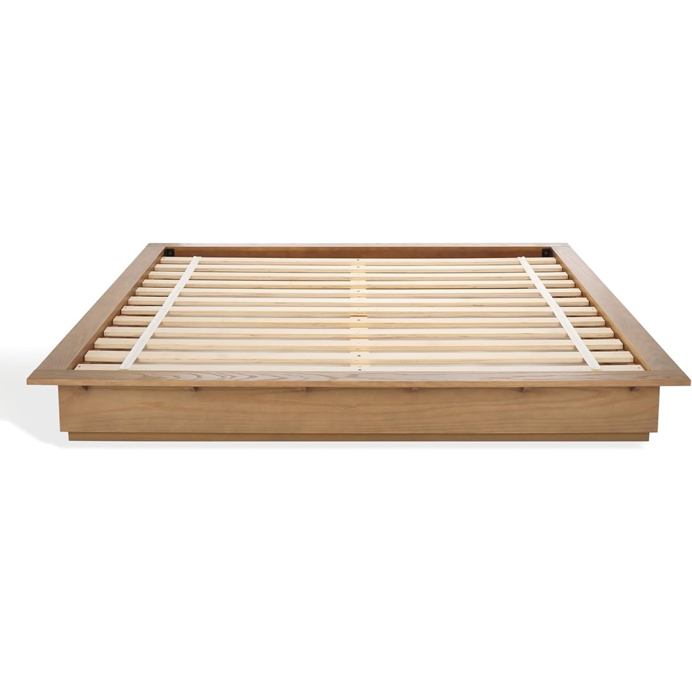 image:imageSAFAVIEH Couture Collection Celsia Natural Wood Queen Bed Frame Platform Design No Box Spring Needed BSC2002AQNatural