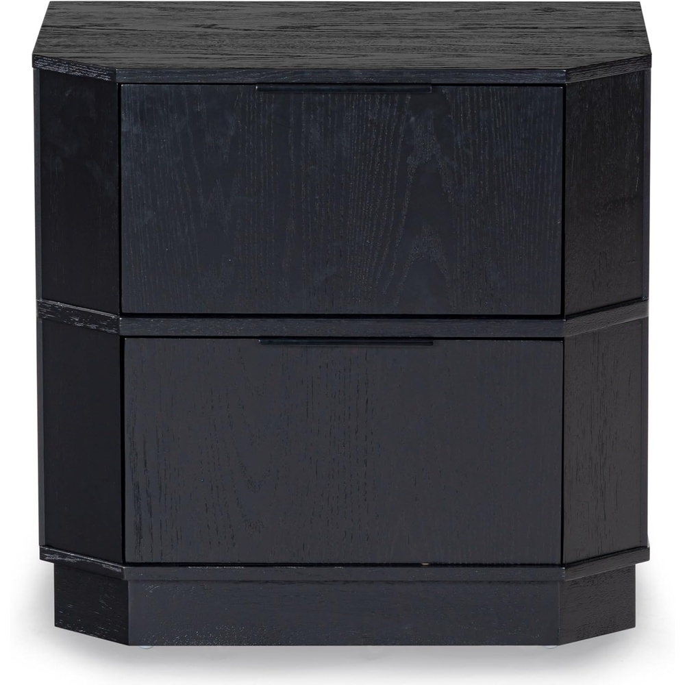 image:imageSAFAVIEH Couture Collection Aerilyn Black Curved Front 2Drawer Nightstand Fully AssembledBlack
