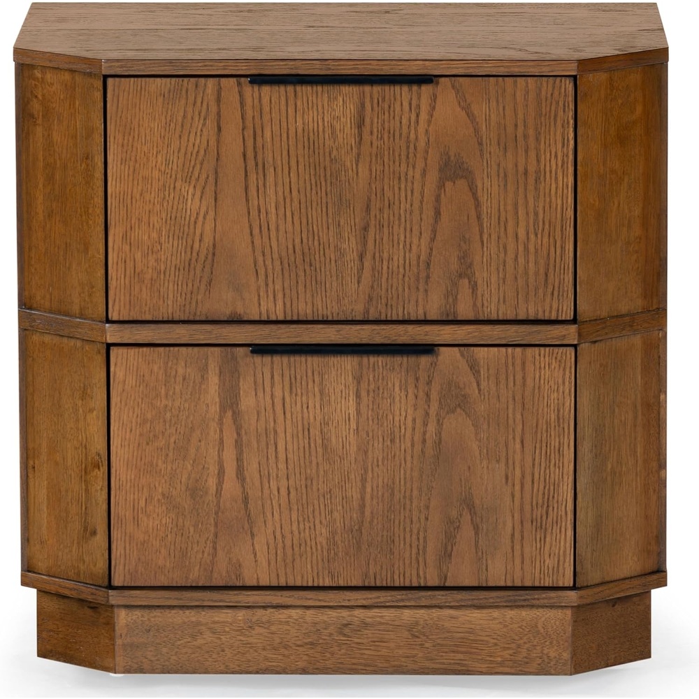 image:imageSAFAVIEH Couture Collection Aerilyn Black Curved Front 2Drawer Nightstand Fully AssembledMedium Oak