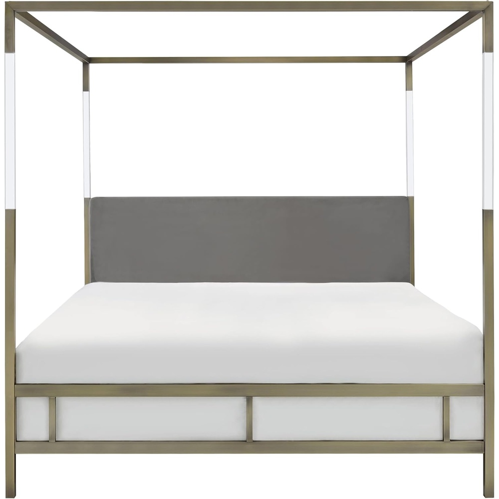 image:imageSAFAVIEH Couture Collection Dorothy GoldGrey Acrylic Canopy Queen Size BedGoldGrey