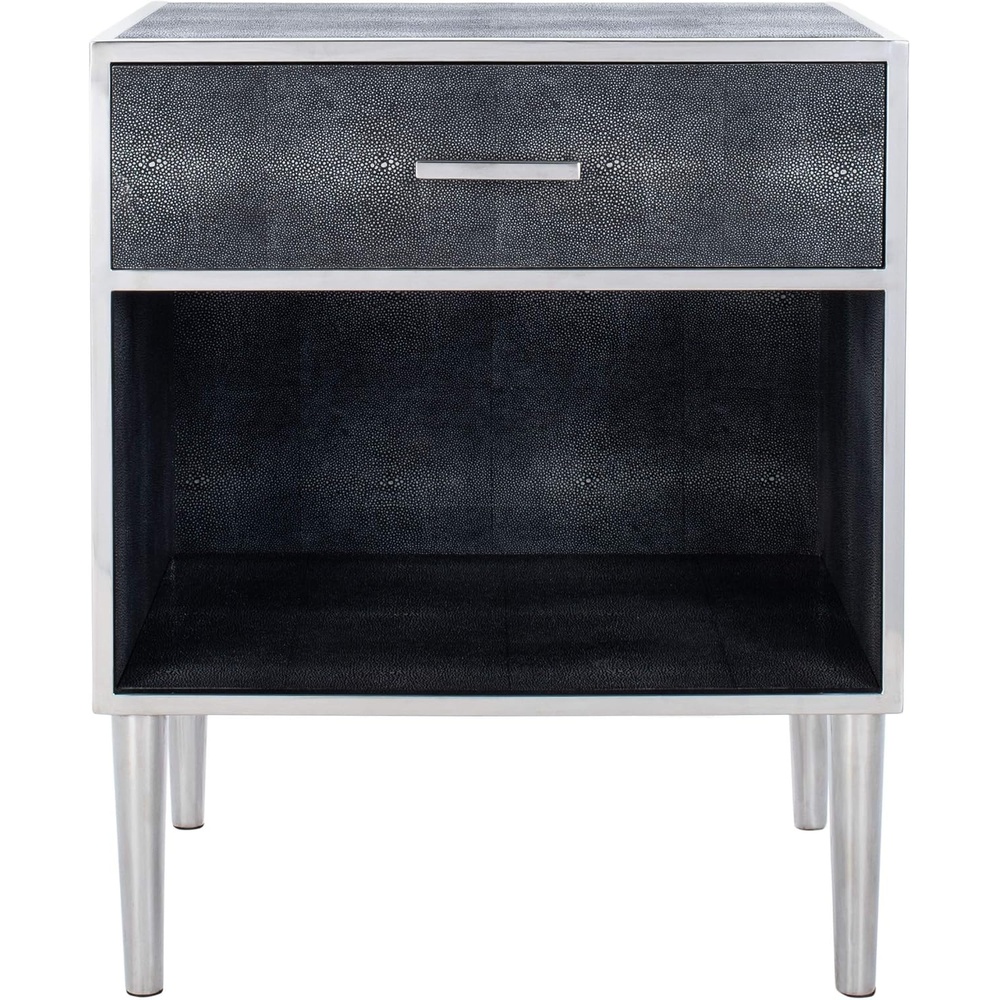 image:imageSafavieh Couture Home Tammy Black and Silver Faux Shagreen 1drawer Nightstand