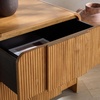 SAFAVIEH Couture Collection – Vitale Natural Reeded Wood Nightstand, 2 Drawers, Modern Accent Bedroom Side Table, Fully Assembled (SFV4259A)(Natural)