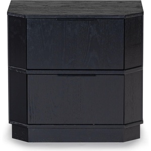 SAFAVIEH Couture Collection Aerilyn Black Curved Front 2-Drawer Nightstand (Fully Assembled)(Black)
