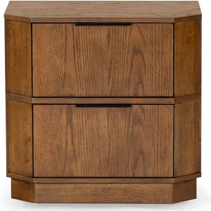 SAFAVIEH Couture Collection Aerilyn Black Curved Front 2-Drawer Nightstand (Fully Assembled)(Medium Oak)
