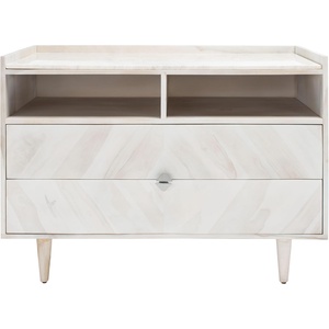 SAFAVIEH Couture Collection Cora Rose White Wash and White Marble 2-Drawer Nightstand(White Washed)