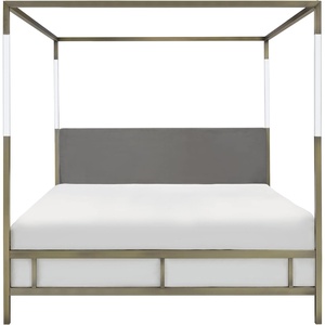 SAFAVIEH Couture Collection Dorothy Gold/Grey Acrylic Canopy Queen Size Bed(Gold/Grey)