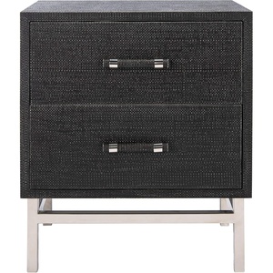 SAFAVIEH Couture Home Collection Ranger Faux Raffia 2-Drawer Nightstand, Black/Silver(Black / Silver)