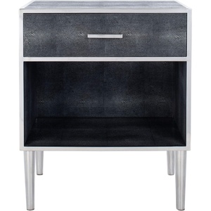 Safavieh Couture Home Tammy Black and Silver Faux Shagreen 1-drawer Nightstand