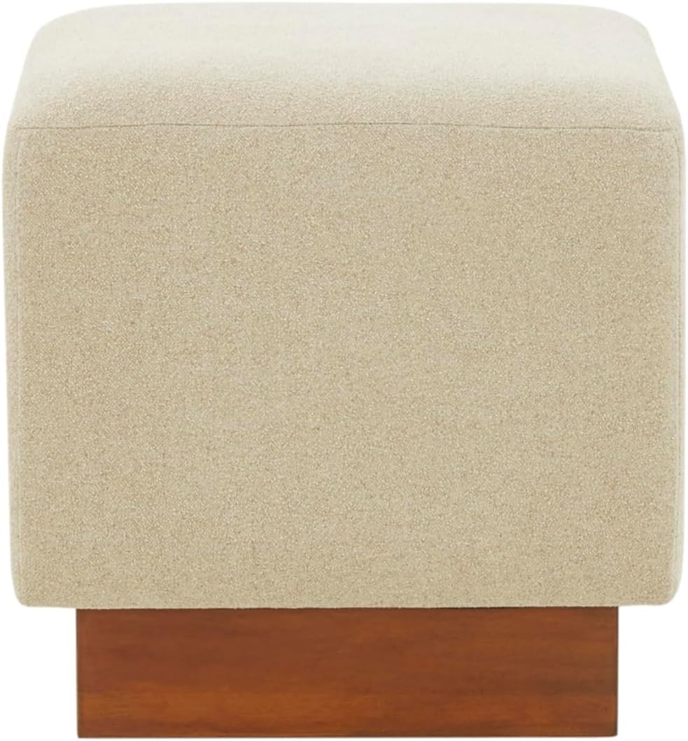 image:imageSAFAVIEH Couture Collection Natalya Dark Brown BoucleWalnut Brown Square Ottoman Fully AssembledTanWalnut