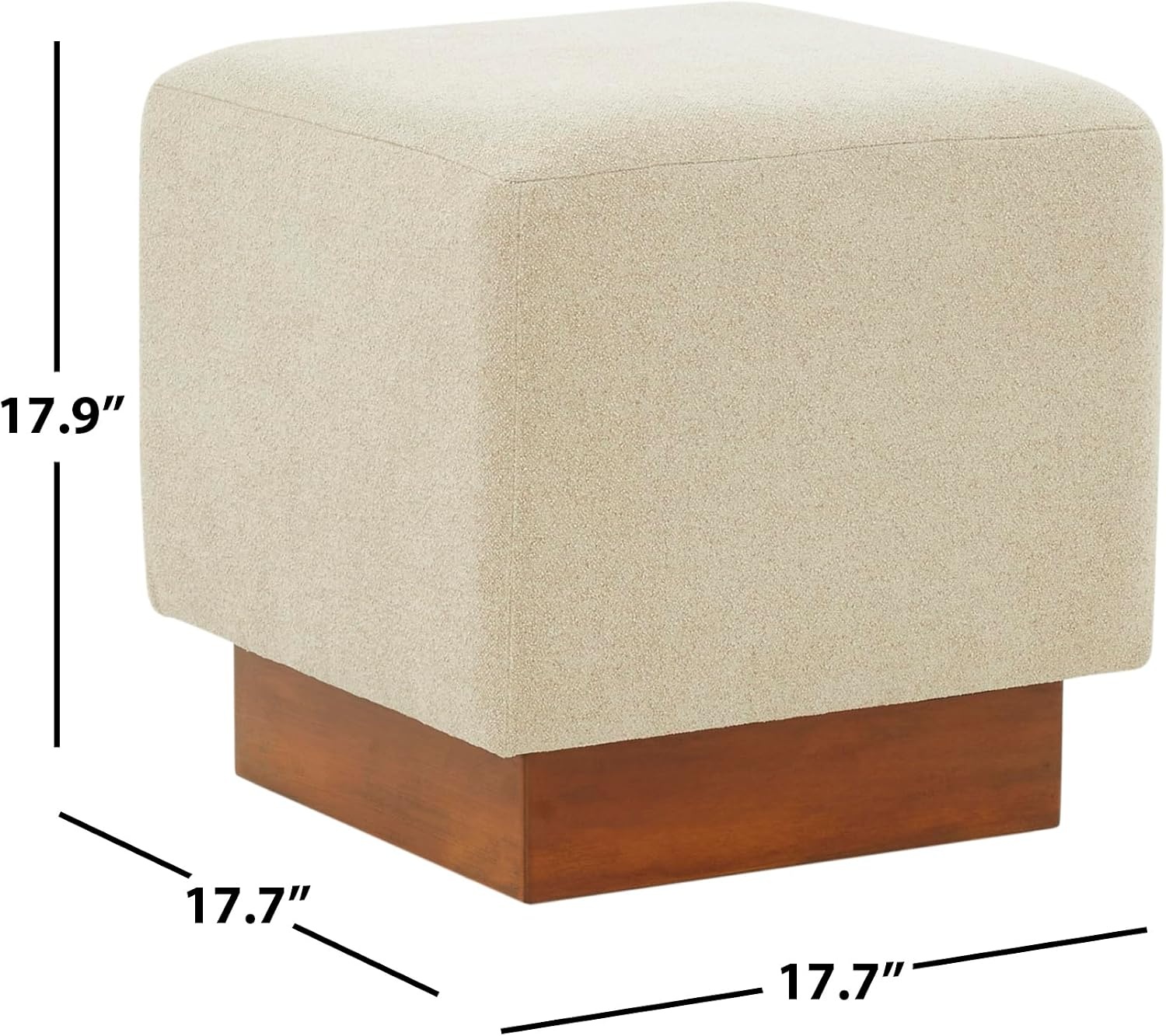 image:imageSAFAVIEH Couture Collection Natalya Dark Brown BoucleWalnut Brown Square Ottoman Fully AssembledTanWalnut