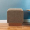 SAFAVIEH Couture Collection Natalya Dark Brown Boucle/Walnut Brown Square Ottoman (Fully Assembled)(Dark Brown/Walnut)