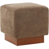 SAFAVIEH Couture Collection Natalya Dark Brown Boucle/Walnut Brown Square Ottoman (Fully Assembled)(Dark Brown/Walnut)