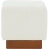 SAFAVIEH Couture Collection Natalya Dark Brown Boucle/Walnut Brown Square Ottoman (Fully Assembled)(Ivory/Walnut)