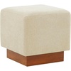 SAFAVIEH Couture Collection Natalya Dark Brown Boucle/Walnut Brown Square Ottoman (Fully Assembled)(Tan/Walnut)